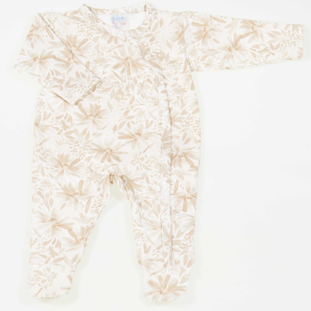 Baby long sleeve jumpsuit and pants with brown leaf pattern booties | liloo