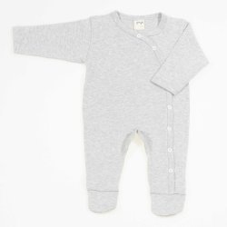 Gray organic cotton long sleeved jumpsuit and pants with booties