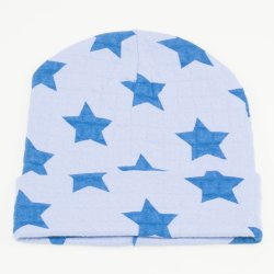 Thick blue organic cotton fez with stars pattern print