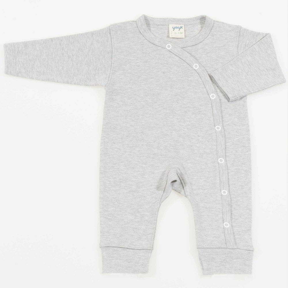 Gray organic cotton long sleeve overalls and cuff pants liloo