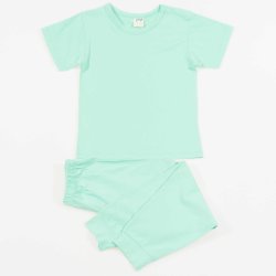 Mint green organic cotton pajamas with short sleeves and long pants