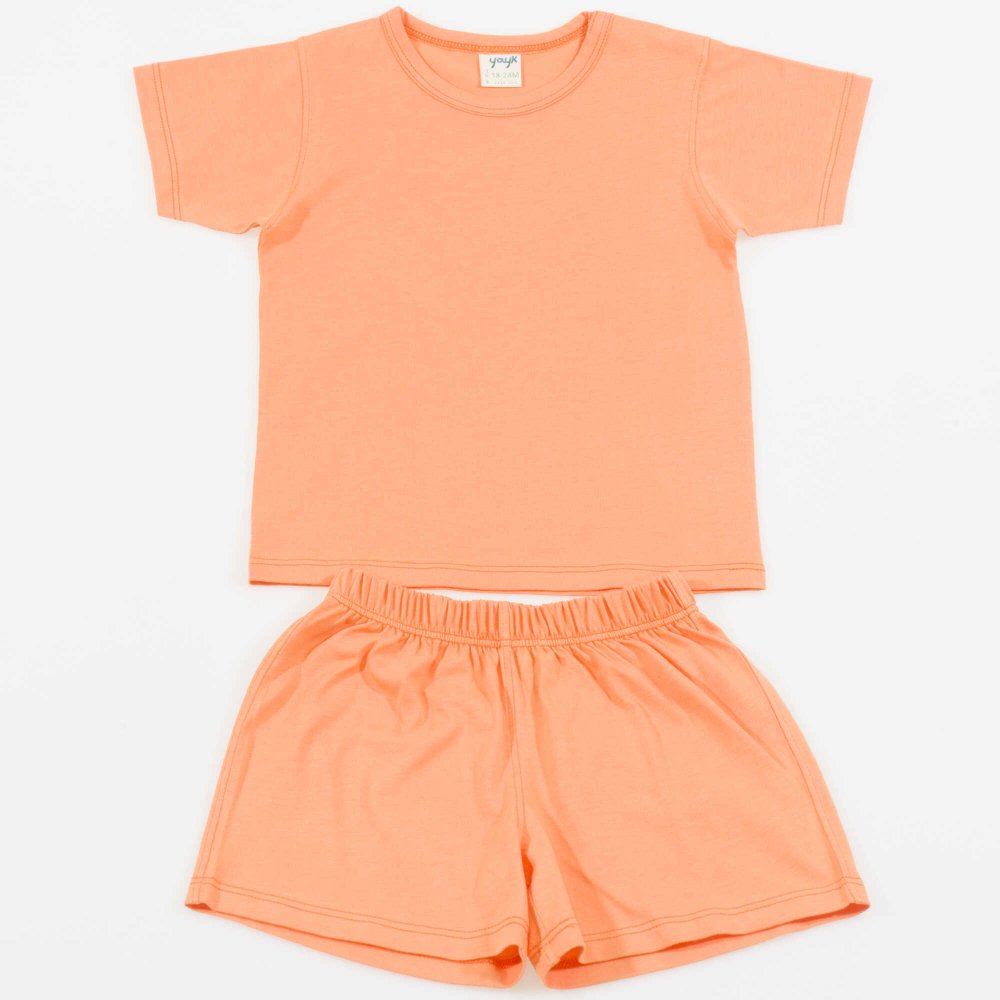 Orange organic cotton short sleeve pajamas an