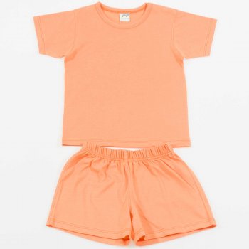 Pijamale cu maneca scurta si pantaloni scurti bumbac organic portocaliu| liloo