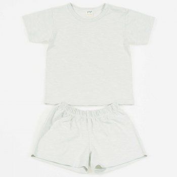 Pijamale vara cu maneca scurta si pantaloni scurti bumbac organic culoarea ou de rata | liloo